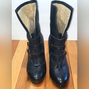 Nine West Black Leather Heeled Boots